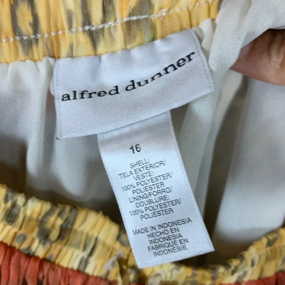 Alfred Dunner Broom‎ Skirt Womens 16 Multicolor Animal Print Pleated Maxi Boho